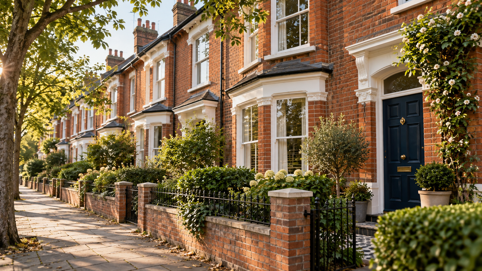 Illustrative photograph of a leafy British residential street